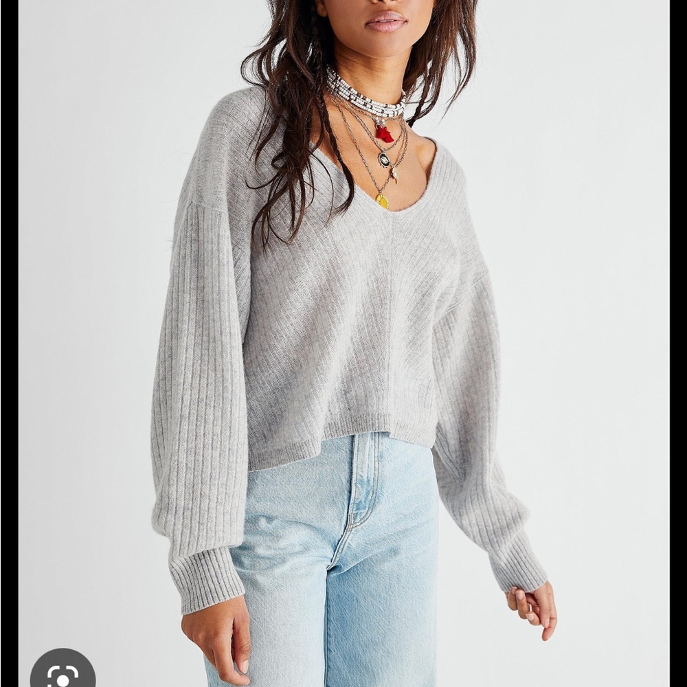 Free People Elias Cashmere Sweater, Arctic Mist, XS